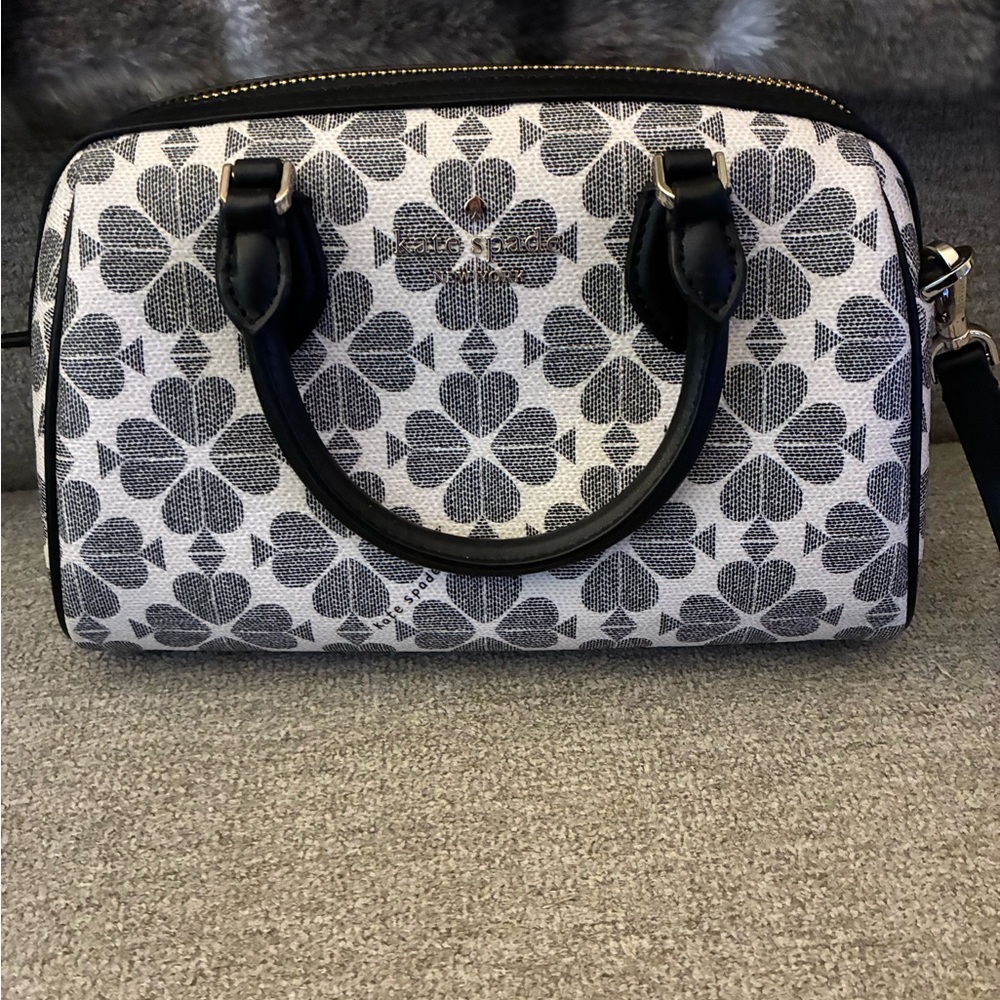Kate Spade Black and Gray Clover Barrel Satchel